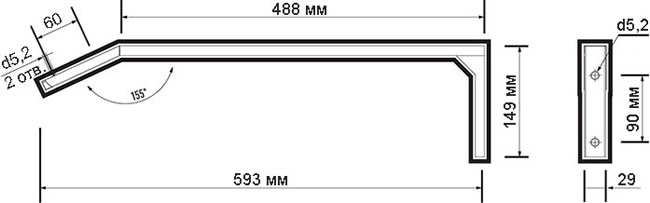 кронштейн 600 мм Jazzway для крепления светильника - размеры