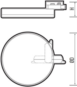led светильник Jazzway PTR 1835-R240 на 1-фазный трек - размеры