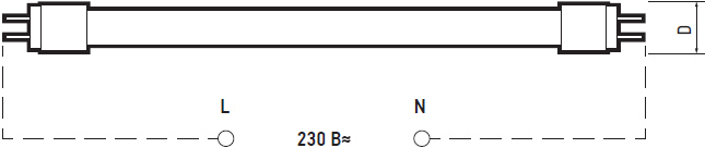 led лампа линейная ФАZA FLL-T8 - схема подключения