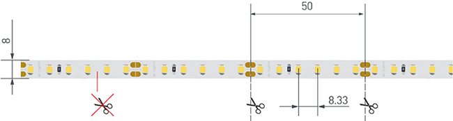 led лента RT-A120-8mm 24V Day4000 Arlight 011581(2) - минимальный отрезок 50 мм