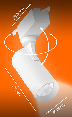 1-фазный трековый led светильник Ledvance ECO CLASS 10Вт 900 лм 4000К белый - размеры