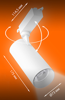 1-фазный трековый led светильник Ledvance ECO CLASS 20Вт 1800 лм 4000К белый - размеры