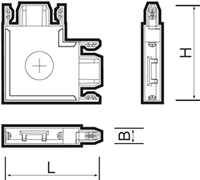 коннектор L-образный для низковольтного накладного шинопровода Jazzway MTR16 - размеры