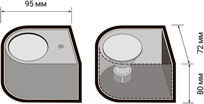 светильник фасадный настенный Jazzway PDL-R 72080 GU10-1 BL 230V IP65 - размеры