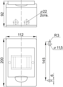 корпус IEK ЩРН-П-4 IP41 Krepta 3 - размеры