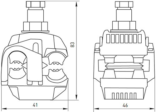 зажим ответвительный прокалывающий P2X-95 EKF - размеры