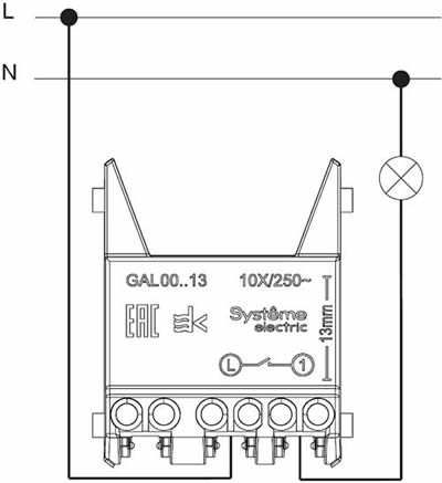 выключатель 1-клавишный Systeme Electric серии ArtGallery с подсветкой - схема подключения