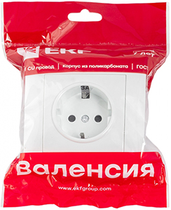 розетка 1-местная EKF EWR16-028-10 "Валенсия" - упаковка