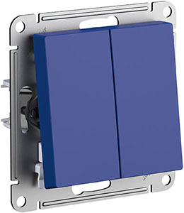 переключатель 2-клавишный Systeme Electric AtlasDesign, аквамарин - внешний вид