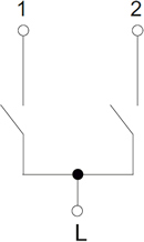 выключатель 2-клавишный IEK Brite - схема электрическая