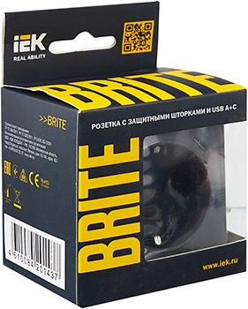 розетка 1-местная IEK РЮш11-1-БрГ Brite - упаковка