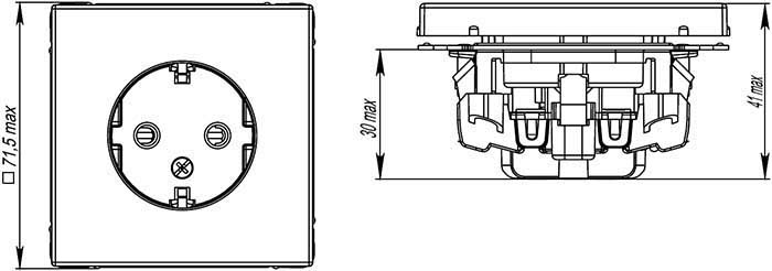 розетка 1-местная Systeme Electric серии ArtGallery с з/к - размеры