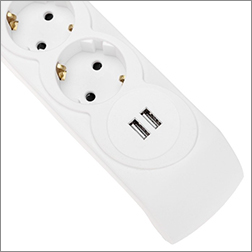 фильтр сетевой 5-местный 5м Kranz 13-4701 с 2 портами USB-A