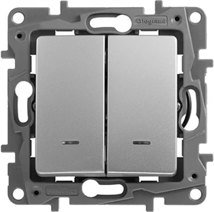 выключатель 2-клавишный Legrand Etika 672404 - внешний вид