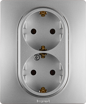 розетка 2-местная Legrand Etika 672423 с з/к в сборе - внешний вид