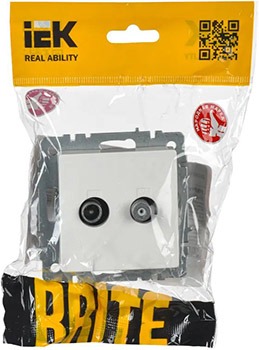 розетка двойная TV-SAT IEK РТВ/РСп12-БрБ Brite - упаковка