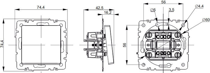 выключатель IEK Brite - размеры