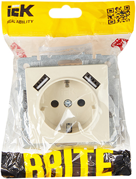 розетка 1-местная IEK РЮш10-2-БрКр Brite - упаковка