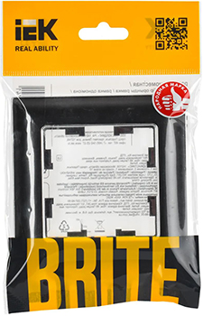 рамка 1-постовая IEK РУ-1-Бр Brite хром / черный - упаковка