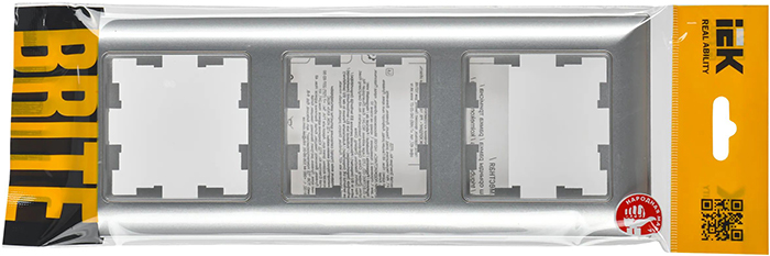 рамка 3-постовая IEK РУ-3-Бр Brite алюминий / алюминий - упаковка