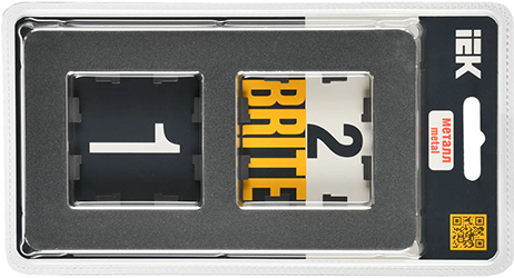 рамка 2-постовая IEK РУ-2-1-Бр металл титан RE Brite - упаковка