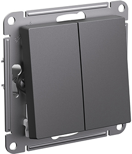 выключатель 2-клавишный Systeme Electric AtlasDesign, базальт - внешний вид