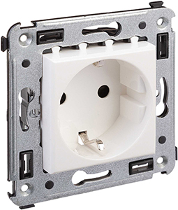 розетка 1-местная DKC Avanti, з/к + шторки, цвет белое облако - внешний вид