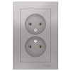 Атлас алюминий розетка скрытая 2-мест IP20 