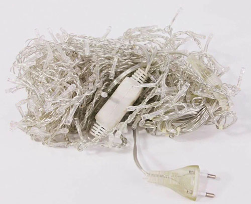 Гирлянда занавес 1,5*1,5м теплый белый 368свд IP20 прозрачный провод (до 8мод)