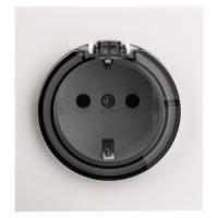 MIELE STRONG Розетка 1-ая с/з с/у, со шторками и крышкой 16А жемчуг KRANZ