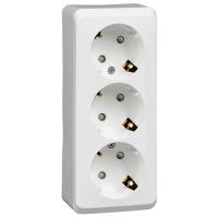 Этюд белый розетка открытая 3-мест заземление шторки IP20