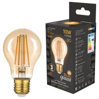 Лампа свд 220В Е27 10Вт 2400К 820лм стандарт A60 золотистая филамент Gauss 