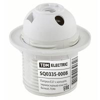 Патрон подвесной E27 пластик с кольцом белый TDM 