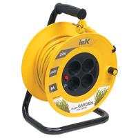 Удлинитель 4-мест 20м ПВС 2*0,75 желтый катушка IP20 IEK 