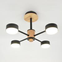 Светильник потолочный (люстра) 4*15Вт GX53 черный/дерево