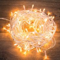 Гирлянда нить 15м теплый белый 120свд с контроллером IP20 прозрачный провод 8режимов