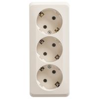 Этюд кремовый розетка открытая 3-мест заземление IP20 