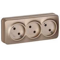 Глори шампань розетка открытая 3-мест IP20 