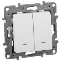 Этика белый выключатель 2кл с подсветкой скрытая 10А IP20 