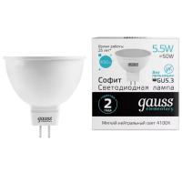 Лампа свд 220В GU5.3 5,5Вт 4100К 450лм MR16 матовая Gauss 