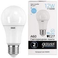 Лампа свд 220В Е27 12Вт 6500К 1170лм стандарт A60 матовая Gauss 
