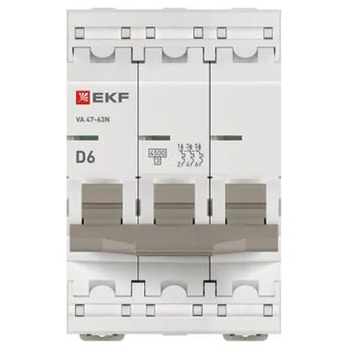 Автомат 3Р 6А D 4,5кА ВА47-63N EKF PROxima