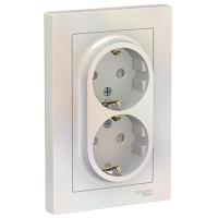 Атлас жемчуг розетка скрытая 2-мест заземление шторки IP20 