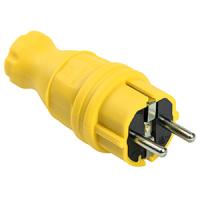 Вилка 16А прямая заземление желтый каучук IP44 IEK 
