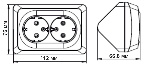 Этюд белый розетка открытая 2-мест заземление шторки IP20 угловая