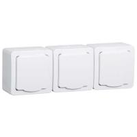 Гермес Plus белый розетка открытая 3-мест заземление с крышкой шторки IP54 
