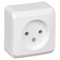 Этюд белый розетка открытая 1-мест IP20 