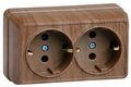Октава дуб розетка открытая 2-мест заземление IP20 