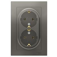 Атлас сталь розетка скрытая 2-мест заземление IP20 