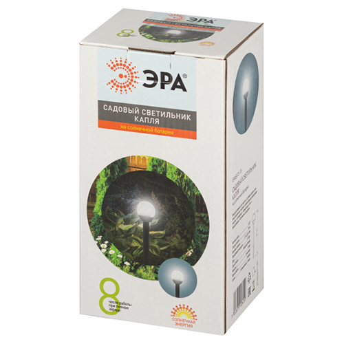 Светильник грунтовый свд на солнечной батарее пластик черный 330мм IP44 ERASF23-15 "Капля"